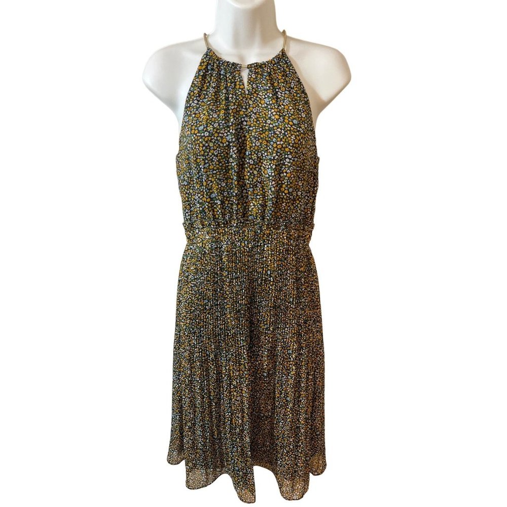 MICHAEL KORS Floral Halter Neck Fit and Flare Dress- Women's Size 0